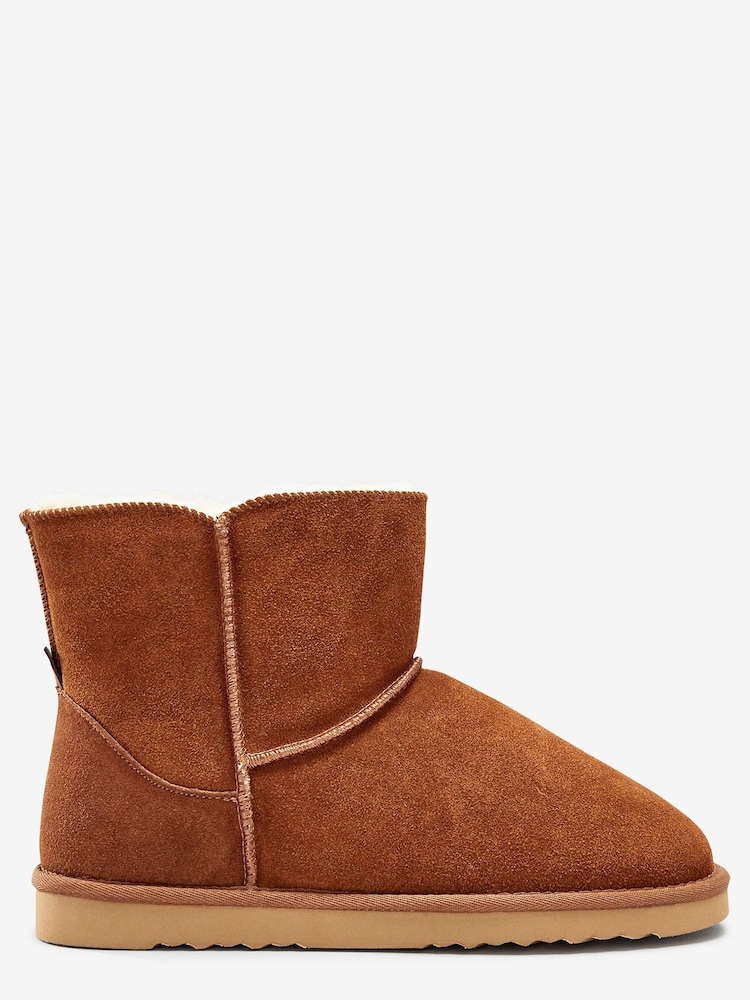 Kastanienbraun - Hausschuh-Stiefel aus Veloursleder - Bild 1 von 5