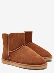 Kastanienbraun - Hausschuh-Stiefel aus Veloursleder - Bild 2 von 5