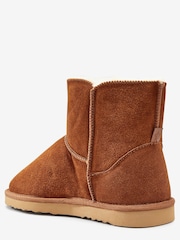Kastanienbraun - Hausschuh-Stiefel aus Veloursleder - Bild 3 von 5