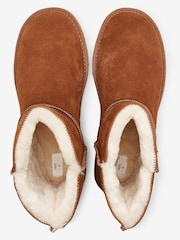 Kastanienbraun - Hausschuh-Stiefel aus Veloursleder - Bild 4 von 5