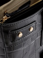 Black Leather Croc Effect Tote Bag - Image 10 of 10