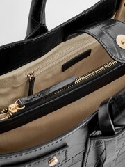 Black Leather Croc Effect Tote Bag - Image 9 of 10