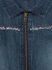 Reiss Blue Marnie 4-9 yrs Elasticated Embellished Denim Jumpsuit - Image 6 of 6