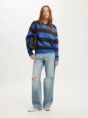 Cotton On Blue Sporty Stripe Hooded Cardigan - Image 1 of 4