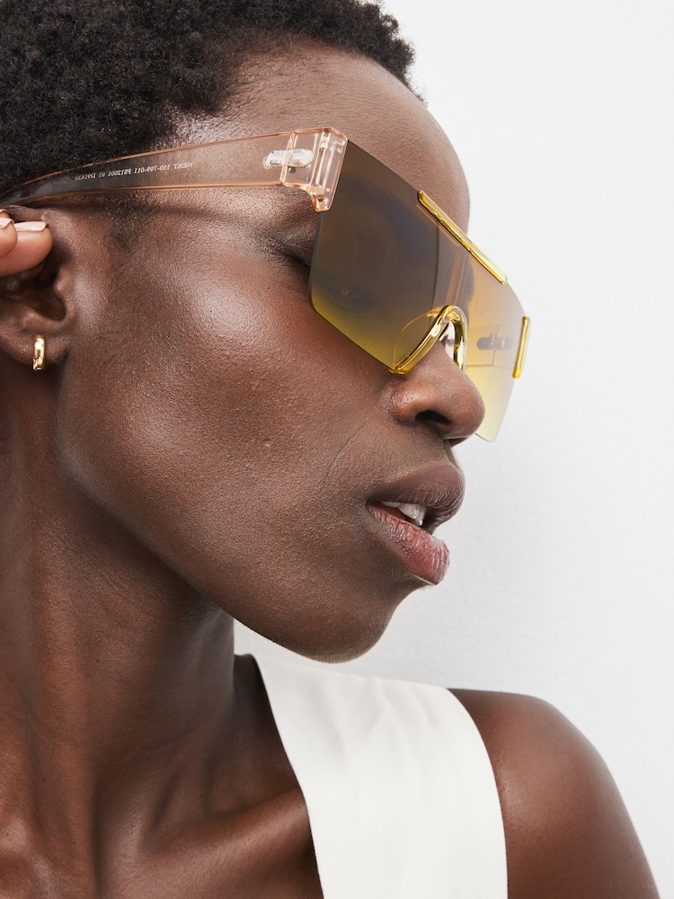 Brown Crystal Frame Visor Sunglasses - Image 1 of 6