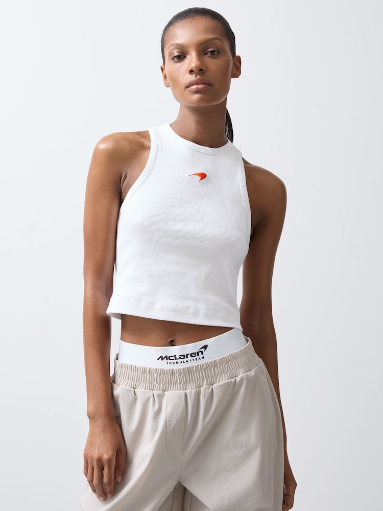 Reiss x McLaren F1 Team White Anniston Cotton Logo Vest - Image 1 of 5