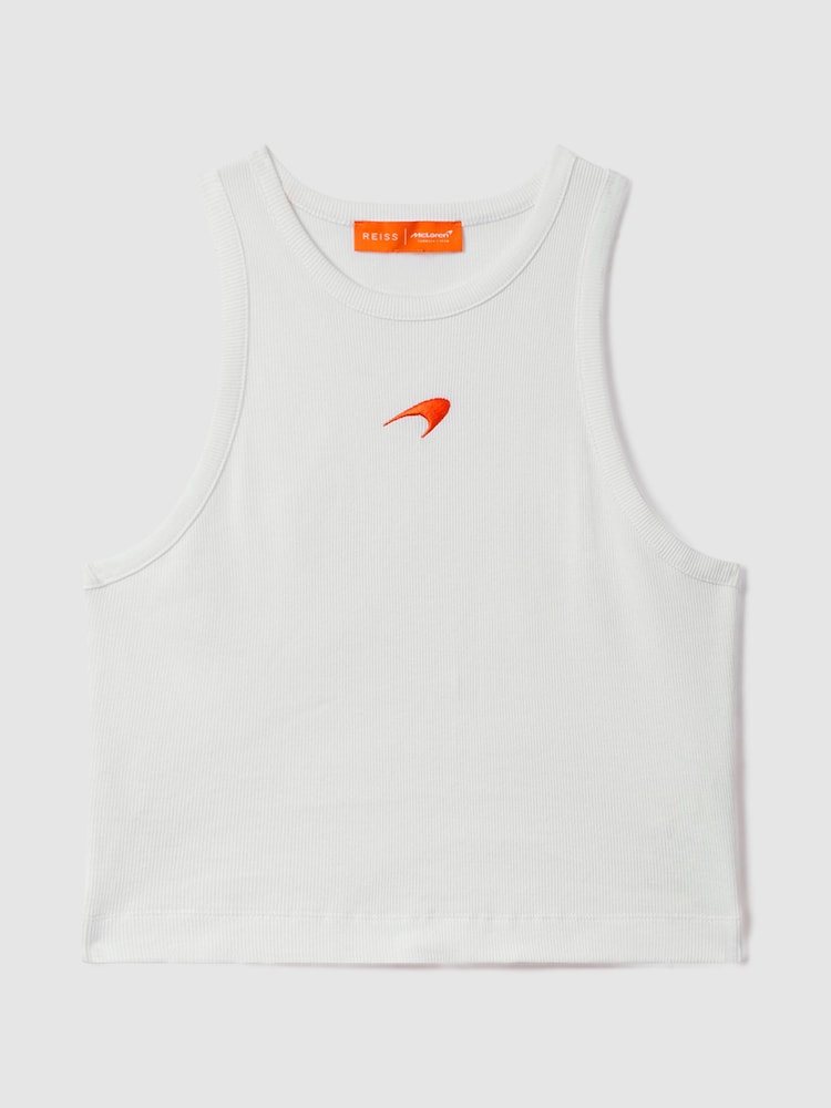 Reiss x McLaren F1 Team White Anniston Cotton Logo Vest - Image 2 of 5