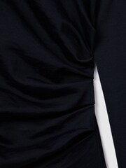 Reiss Navy Sandy Ruched Asymmetric Neck Top - Image 6 of 6