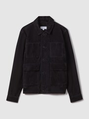Reiss Navy Thomas Suede Chest Pocket Jacket - Image 2 of 6