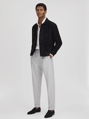 Reiss Navy Thomas Suede Chest Pocket Jacket - Image 3 of 6