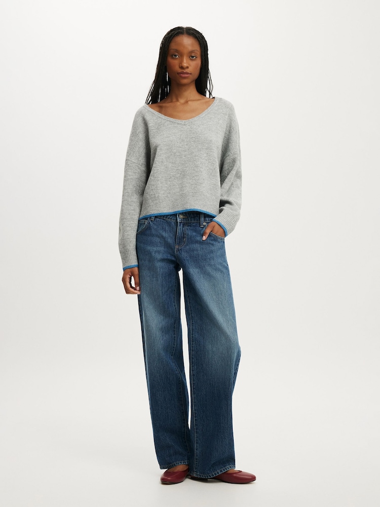 Grå - Cotton On Softest Luxe Slouchy V-ringad Jumper - Bild 1 av 4