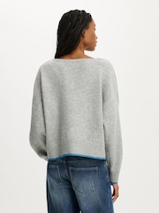 Grå - Cotton On Softest Luxe Slouchy V-ringad Jumper - Bild 3 av 4