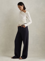 Reiss Ivory Sandy Ruched Asymmetric Neck Top - Image 4 of 6