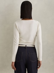 Reiss Ivory Sandy Ruched Asymmetric Neck Top - Image 5 of 6