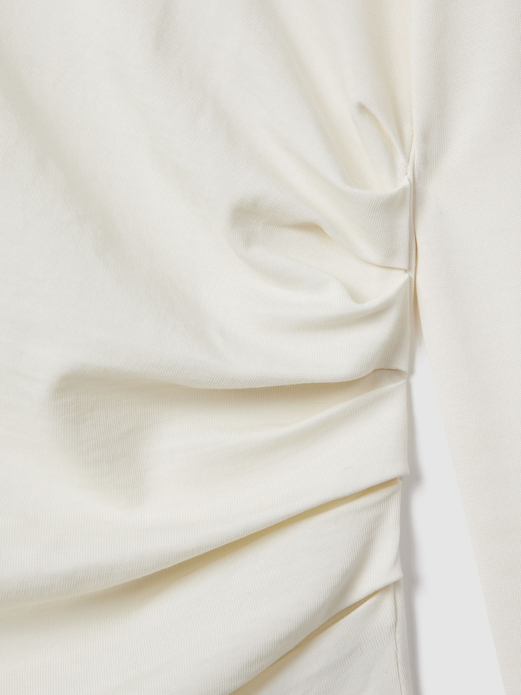 Reiss Ivory Sandy Ruched Asymmetric Neck Top - Image 6 of 6 Reiss Ivory Sandy Ruched Asymmetric Neck Top - Image 6 of 6