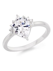 Beaverbrooks Sterling Silver Pear Cubic Zirconia Cluster Ring - Image 1 of 5