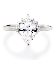 Beaverbrooks Sterling Silver Pear Cubic Zirconia Cluster Ring - Image 2 of 5