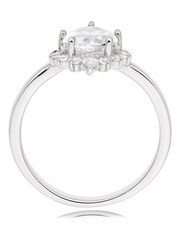Beaverbrooks Sterling Silver Pear Cubic Zirconia Cluster Ring - Image 3 of 5