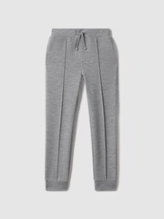 Gris suave - Pantalones de chándal con cordón ajustable de punto entrelazado Premier de Reiss - Imagen 1 de 6