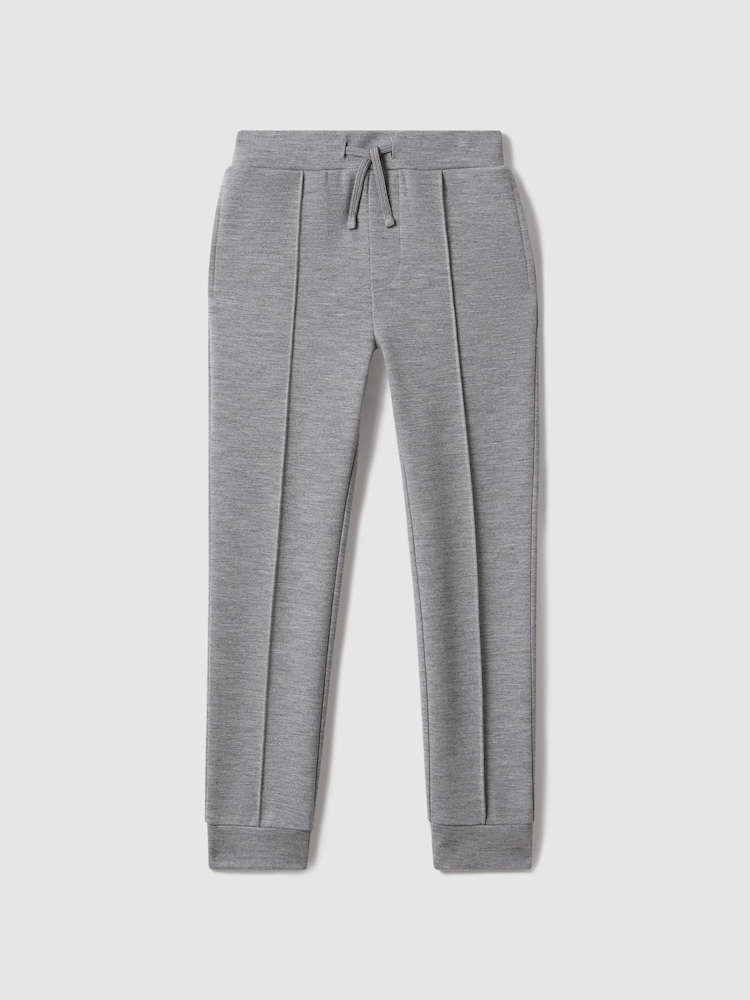 Gris suave - Pantalones de chándal con cordón ajustable de punto entrelazado Premier de Reiss - Imagen 1 de 6