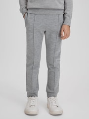 Gris suave - Pantalones de chándal con cordón ajustable de punto entrelazado Premier de Reiss - Imagen 2 de 6