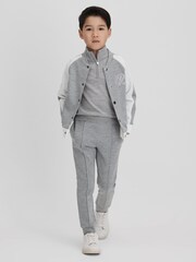 Gris suave - Pantalones de chándal con cordón ajustable de punto entrelazado Premier de Reiss - Imagen 3 de 6