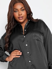 Yours Curve Charcoal Black Cuffed Sleeve Shirt - Image 4 of 4