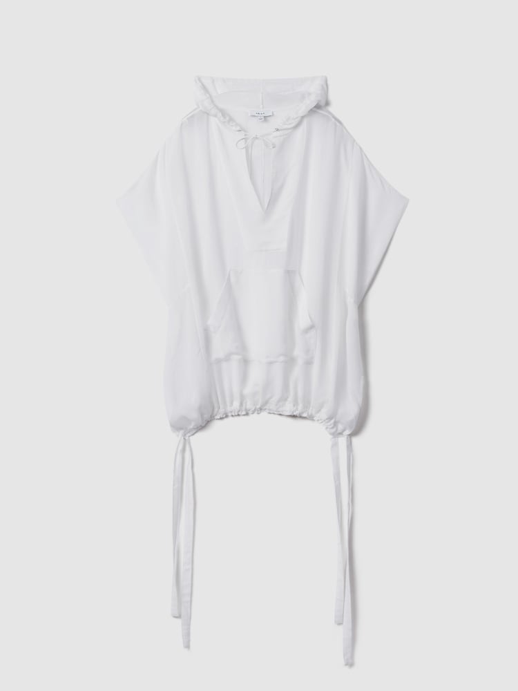 Reiss White Gianna Drawstring Hem Kaftan - Image 2 of 6