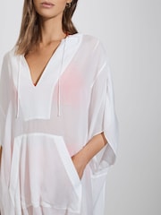 Reiss White Gianna Drawstring Hem Kaftan - Image 4 of 6