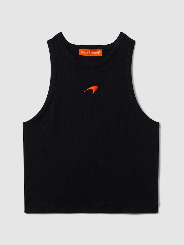 Reiss x McLaren F1 Team Black Anniston Cotton Logo Vest - Image 2 of 6 Reiss x McLaren F1 Team Black Anniston Cotton Logo Vest - Image 2 of 6