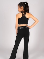 Pineapple Black Foldover Waistband Girls Jersey Flare Trousers - Image 2 of 7