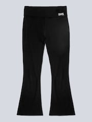 Pineapple Black Foldover Waistband Girls Jersey Flare Trousers - Image 5 of 7