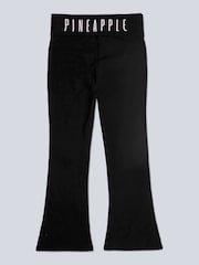 Pineapple Black Foldover Waistband Girls Jersey Flare Trousers - Image 6 of 7