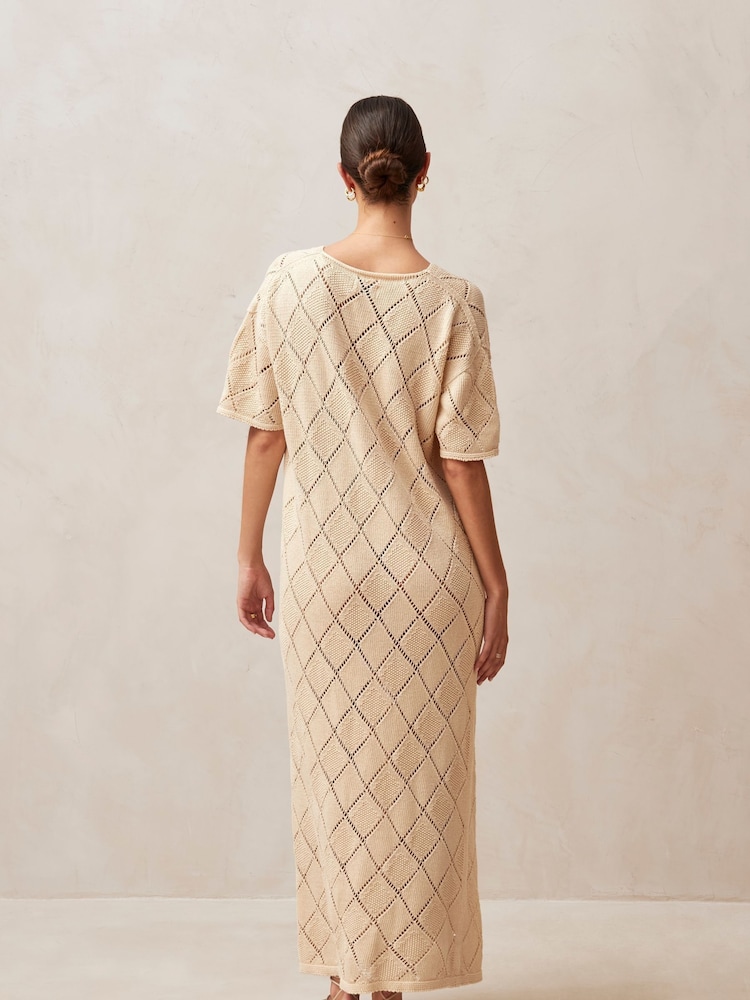 Alohas Natural Aries Ecru Tricot Midi Dress - Image 2 of 4