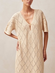 Alohas Natural Aries Ecru Tricot Midi Dress - Image 3 of 4