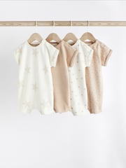 Neutral Star Baby 100% Cotton Romper 4 Pack (0mths-3yrs) - Image 1 of 11