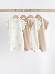 Neutral Star Baby 100% Cotton Romper 4 Pack (0mths-3yrs) - Image 2 of 11