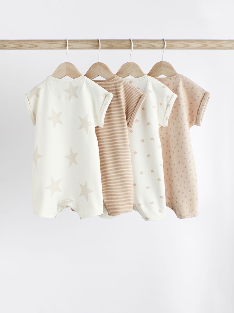 Neutral Star Baby 100% Cotton Romper 4 Pack (0mths-3yrs) - Image 2 of 11
