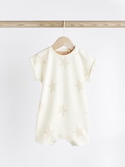 Neutral Star Baby 100% Cotton Romper 4 Pack (0mths-3yrs) - Image 3 of 11