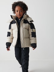 Clarks Stone Boys Colourblock Puffer Coat - Image 2 of 9