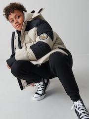 Clarks Stone Boys Colourblock Puffer Coat - Image 5 of 9