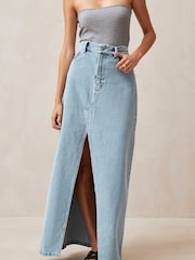 Alohas Blue Mariana Blue Denim Maxi Skirt - Image 1 of 4
