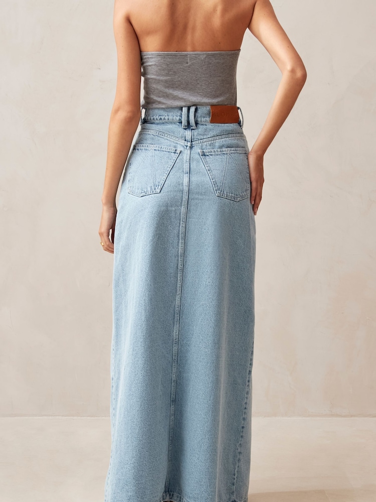 Alohas Blue Mariana Blue Denim Maxi Skirt - Image 2 of 4