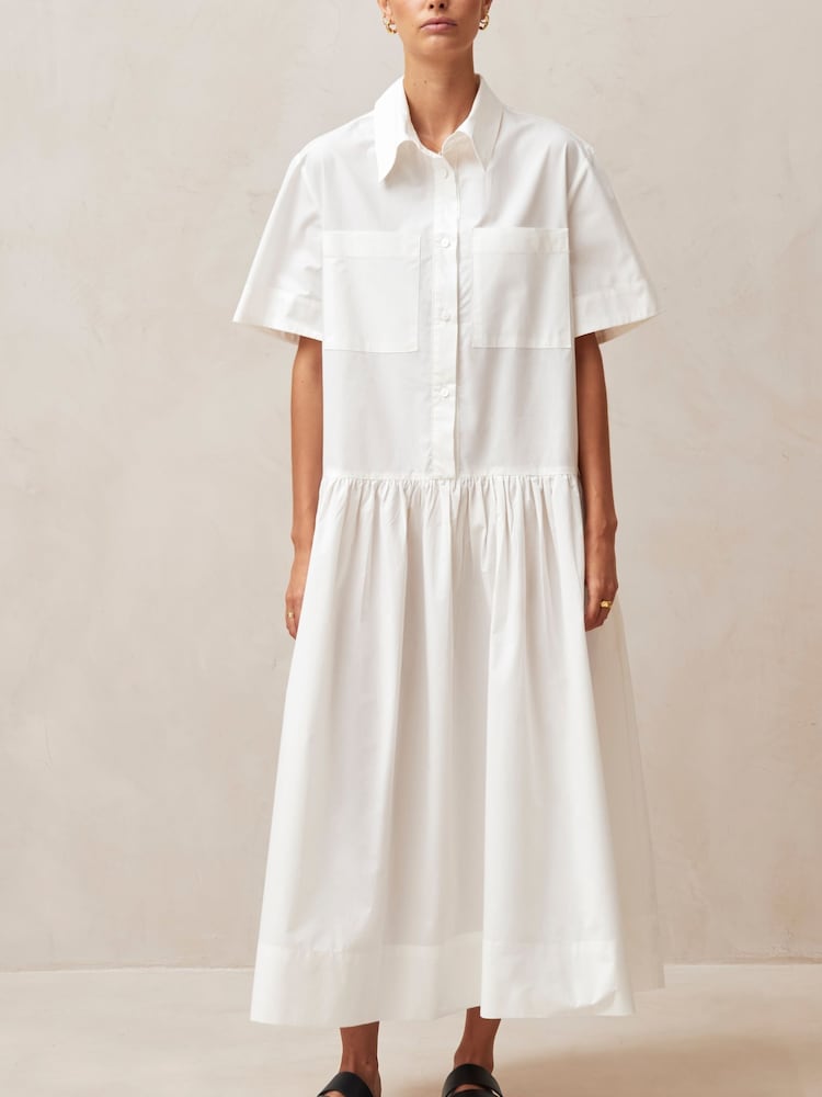 Alohas White 100% Cotton Bay Midi Dress - Image 1 of 6