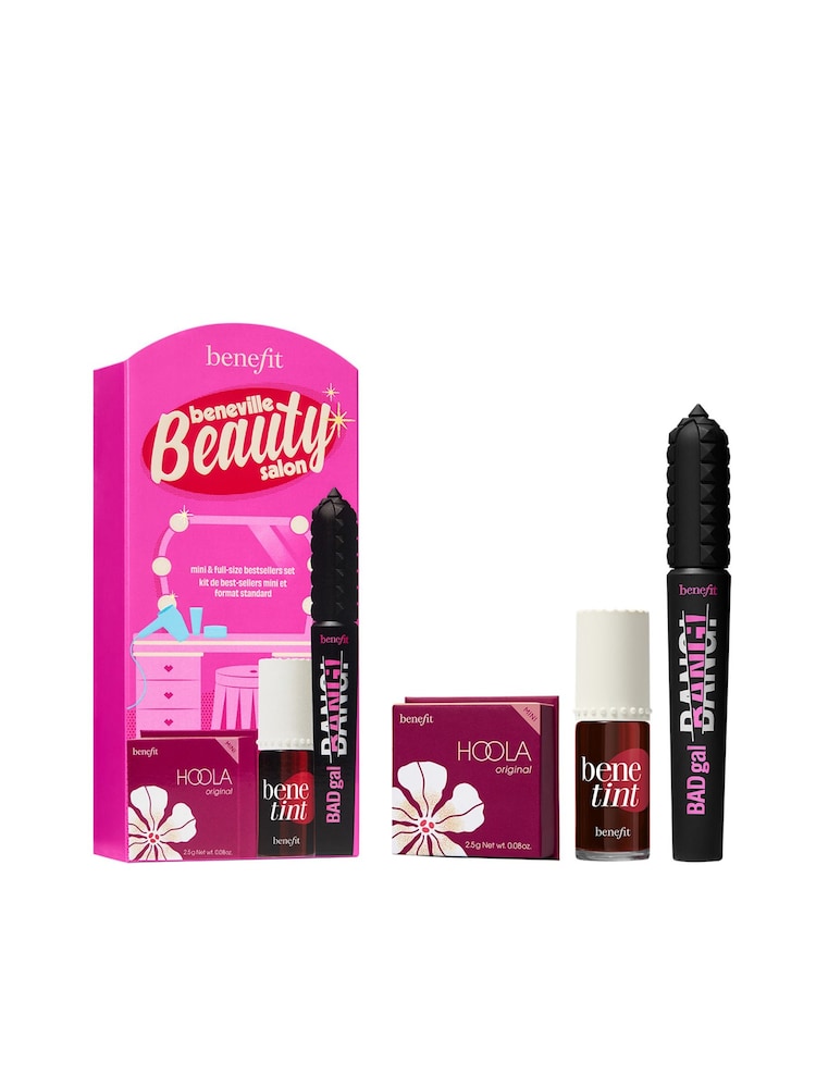 Benefit Beneville Beauty Salon Badgal BANG Mascara Lip Tint & Hoola Bronzer Trio Makeup Gift Set (Worth Over £68) - Image 1 of 11 Benefit Beneville Beauty Salon Badgal BANG Mascara Lip Tint & Hoola Bronzer Trio Makeup Gift Set (Worth Over £68) - Image 1 of 11