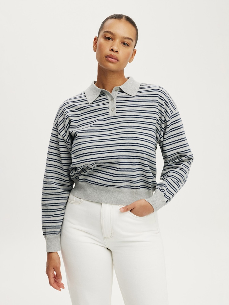Cotton On Boxy Long Sleves Polo Shirt - Bild 1 von 3