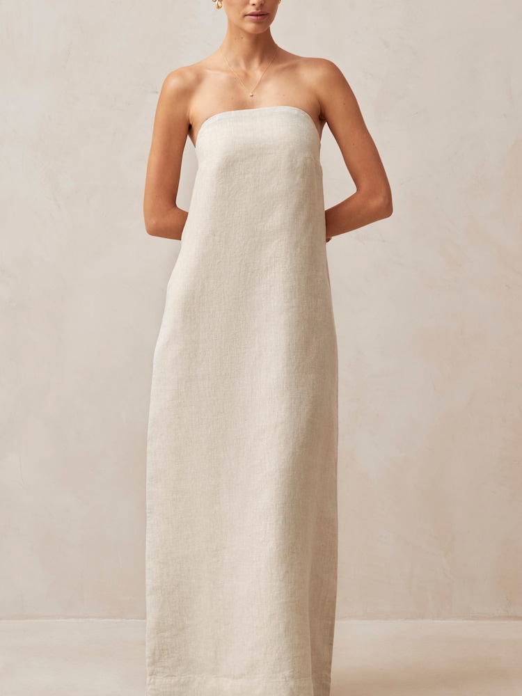 Alohas Cream Dinka 100% Linen Maxi Dress - Image 1 of 6