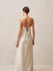 Alohas Cream Dinka 100% Linen Maxi Dress - Image 2 of 6