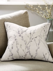 Natural Willow Embellished Floral 50 x 50cm 100% Cotton Cushion - Image 1 of 4