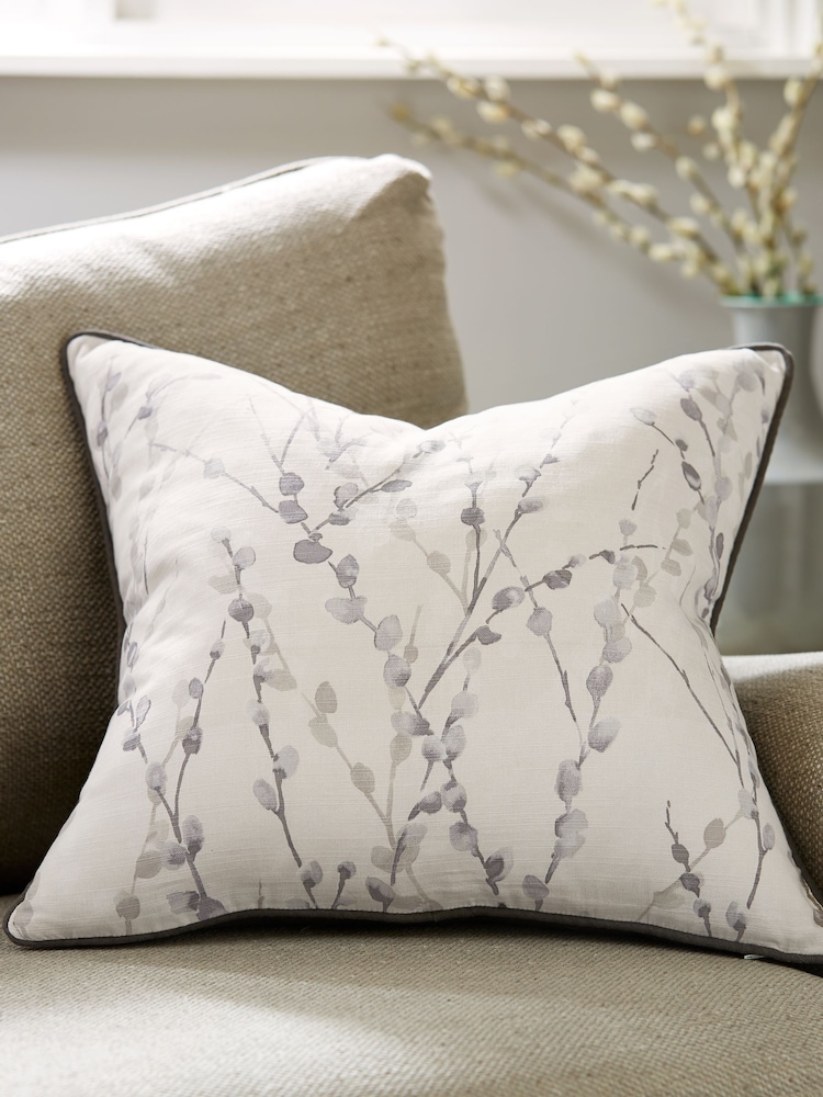 Natural Willow Embellished Floral 50 x 50cm 100% Cotton Cushion - Image 1 of 4